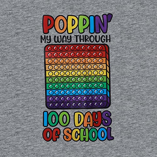 Unisex Baby Poppin' My Way Through 100 Days of School Shirt Fidget Toy T-Shirt Short Sleeve Funny Graphic Tee Tops Light Gray