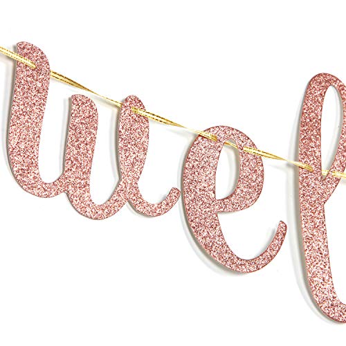 INNORU Glitter Welcome Back Banner - Retirement Party, Welcome Home Sign, Moving Away, First Day of School, Family Party Decorations Rose Gold