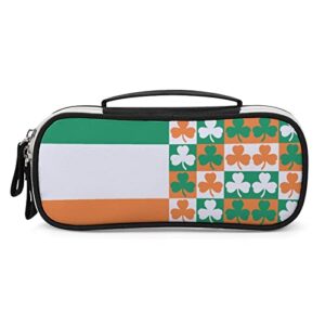 ireland flag shamrock clover printed pencil case bag stationery pouch with handle portable makeup bag desk organizer
