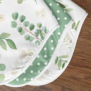 Sweet Jojo Designs Floral Leaf Baby Boy Girl Absorbent Burp Cloths Infant Newborn Green and White Boho Bohemian Gender Neutral Watercolor Botanical Flower Woodland Tropical 3 Pack Set Dribble Drool