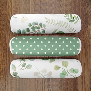 Sweet Jojo Designs Floral Leaf Baby Boy Girl Absorbent Burp Cloths Infant Newborn Green and White Boho Bohemian Gender Neutral Watercolor Botanical Flower Woodland Tropical 3 Pack Set Dribble Drool