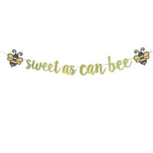 jensenlin sweet as can bee banner,bumble bee baby shower birthday party decorations,mommy to be sign banner,black glitter paper gender reveal engagement party decoration(glitter).