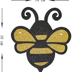 JENSENLIN Sweet As Can Bee Banner,Bumble Bee Baby Shower Birthday Party Decorations,Mommy to Be Sign Banner,Black Glitter Paper Gender Reveal Engagement Party Decoration(glitter).