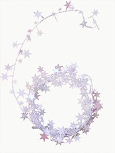pmu star wire garland 25ft tinsel white iridescent pkg/1