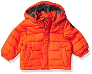 osh kosh baby boys’ heavyweight winter jacket with sherpa lining, sunrise orange, 12mo