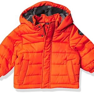 Osh Kosh Baby Boys' Heavyweight Winter Jacket with Sherpa Lining, Sunrise Orange, 12MO