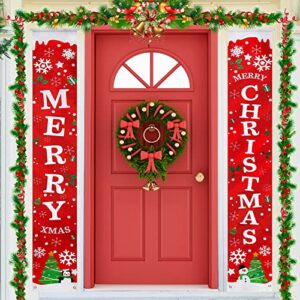 Christmas Decorations Banner with Lights, Pre-assembled Led Lights Merry Christmas Banner, Easy to Put up Christmas Door Banner & Christmas Wall Decor, Indoor and Outdoor Christmas Decorations