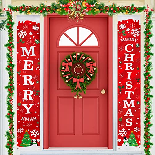 Christmas Decorations Banner with Lights, Pre-assembled Led Lights Merry Christmas Banner, Easy to Put up Christmas Door Banner & Christmas Wall Decor, Indoor and Outdoor Christmas Decorations