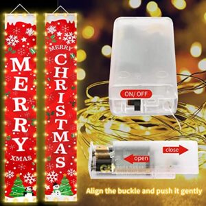 Christmas Decorations Banner with Lights, Pre-assembled Led Lights Merry Christmas Banner, Easy to Put up Christmas Door Banner & Christmas Wall Decor, Indoor and Outdoor Christmas Decorations