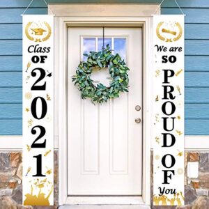 2021 graduation banners -graduation party decorations- congrats grad for indoor outdoor front yard door wall home decor backdrop graduation party decoration-porch signs&booth backdrop/photo prop white