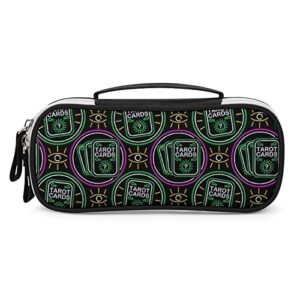 neon tarot pattern printed pencil case bag stationery pouch with handle portable makeup bag desk organizer