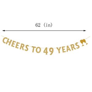 MAGJUCHE Gold glitter Cheers to 49 years banner,49th birthday party decorations