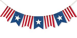 uniwish american flag bunting banner 4th of july decorations, patriotic stars and stripes american independence day indoor outdoor hanging sign