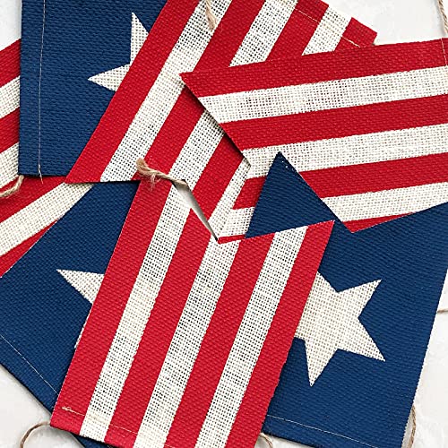 Uniwish American Flag Bunting Banner 4th of July Decorations, Patriotic Stars and Stripes American Independence Day Indoor Outdoor Hanging Sign