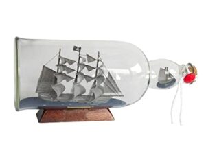 hampton nautical flying dutchman model ship in a glass bottle, 11″