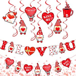 35 pcs valentines day decoration hanging swirls set gnome valentines day decor romantic xoxo dwarfs love heart pattern hanging decor i love you banner for home bedroom wedding party decorations