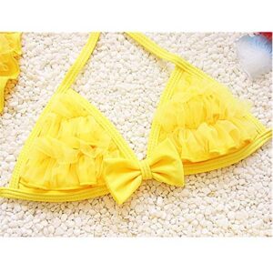 Swimsuit for Baby Girl 6-24 Months with Hat Cute Lace Bikini 3 Piece (X-Small, Yellow)