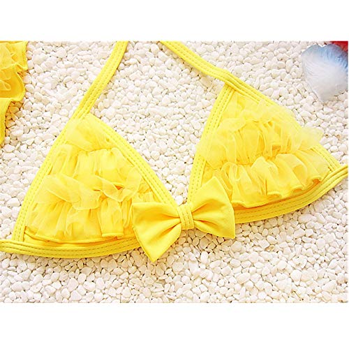 Swimsuit for Baby Girl 6-24 Months with Hat Cute Lace Bikini 3 Piece (X-Small, Yellow)