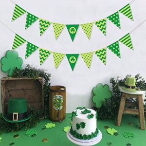 Uniwish St. Patrick’s Day Pennant Banner with Shamrock Fabric Triangle Flag Bunting Garland for Spring St. Patrick’s Day Decorations Home Outdoor Decor