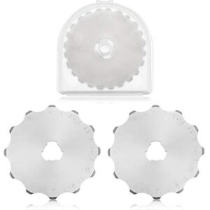 2 pieces 45 mm perforating rotary replacement blades 45 mm rotary cutter blades with plastic box for crochet edge cutting crafting sewing leather paper cardstock