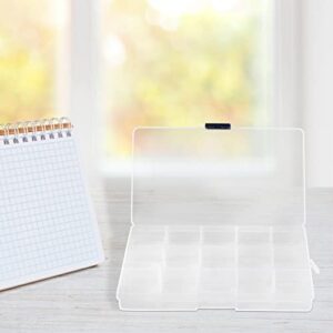 ZEONHEI 32 Pack 15 Grids Plastic Jewelry Organizer Box, Transparent Plastic Bead Storage Organizer Box with Adjusatble Dividers for Beads Earrings Rings Jewelry