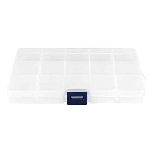 ZEONHEI 32 Pack 15 Grids Plastic Jewelry Organizer Box, Transparent Plastic Bead Storage Organizer Box with Adjusatble Dividers for Beads Earrings Rings Jewelry