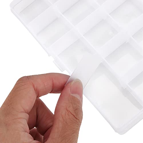 ZEONHEI 32 Pack 15 Grids Plastic Jewelry Organizer Box, Transparent Plastic Bead Storage Organizer Box with Adjusatble Dividers for Beads Earrings Rings Jewelry