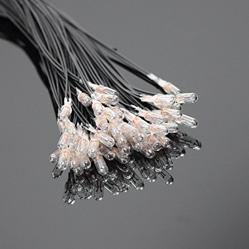 GPW05W 50PCS Clear 4mm 12V 70mA Miniature Pre-Wired Grain of Wheat Bulbs Warm White for Model Train Layout or Architectural Project