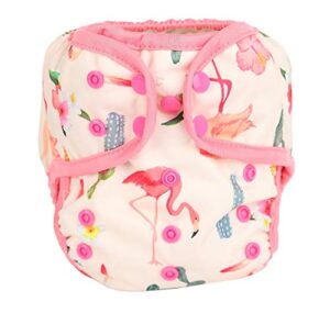 one size cloth diaper cover snap with double gusset (flamingo)