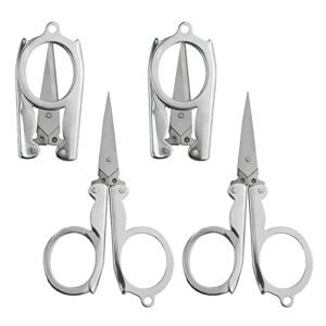 xinmeiwen 4pack small folding scissors portable travel scissors stainless steel cutter mini scissors set for home office and travel trip scissors