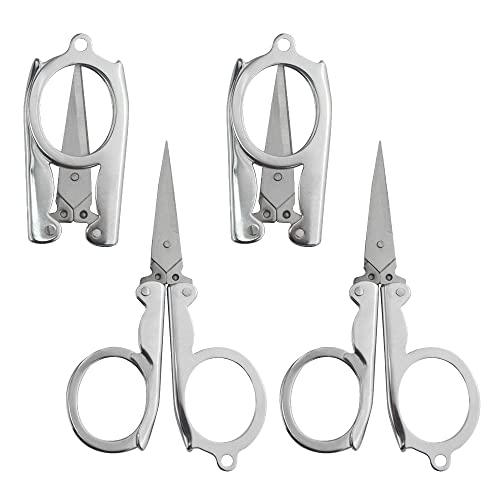 XINMEIWEN 4Pack Small Folding Scissors Portable Travel Scissors Stainless Steel Cutter Mini Scissors Set for Home Office and Travel Trip Scissors