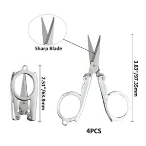 XINMEIWEN 4Pack Small Folding Scissors Portable Travel Scissors Stainless Steel Cutter Mini Scissors Set for Home Office and Travel Trip Scissors