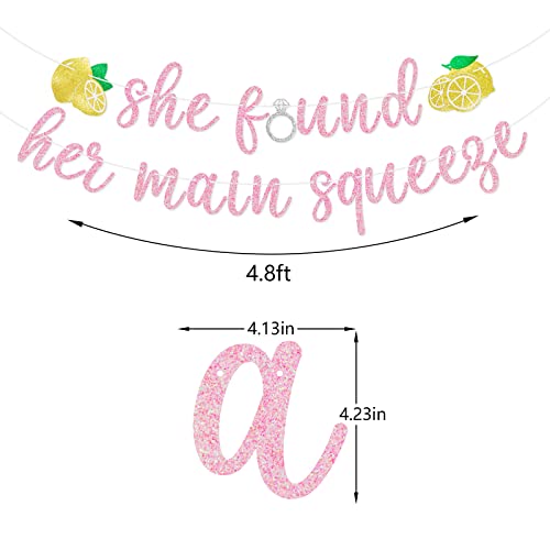 She Found Her Main Squeeze Banner, Lemon Themed Shower, Couples Bridal Shower,Bachelorette Party, Lemon Theme Bridal Shower Party Decorations,Pre-strung, Pink Glitter