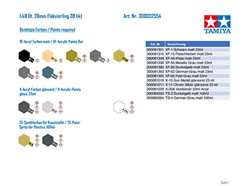 Tamiya 300032554 – 1: 48 WWII German Flak VIERLING 38 20 mm (4)