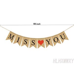 WE WILL MISS YOU Burlap Banners Decor（5.1X7.1INCH） Bunting Engagement｜ Marriage ｜Proposal Anniversary Party Decorations Supplies(MISS YOU)