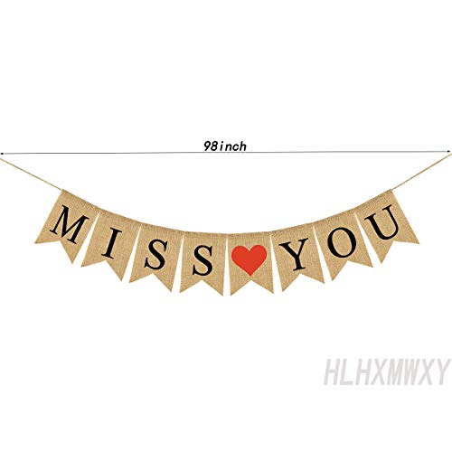 WE WILL MISS YOU Burlap Banners Decor（5.1X7.1INCH） Bunting Engagement｜ Marriage ｜Proposal Anniversary Party Decorations Supplies(MISS YOU)