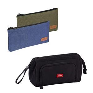 bundled products in a total of 3 colors blue, green, black pencil case
