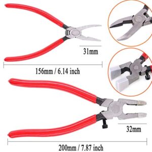 Qovydx 5Pcs Glass Grozer Pliers Glasses Running Pliers Oil Glass Cutters Tools Glass Cutting Kit with Extra Rubber Tips for Stained Glass