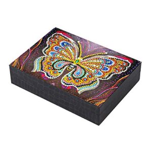 jewelry box storage organizer, jewelry display storage holder case with diy diamond painting kits butterfly decorative cover arts craft for necklace earrings bracelets rings watches