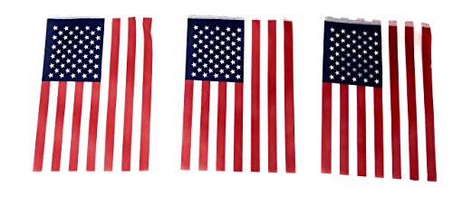 200' Bulk Deluxe Fabric American Flag Pennant Banner (4 Strings of 50') - 200 U.S. Flags for 4th of July, Memorial Day and Veteran's Day