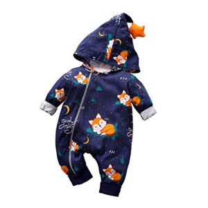 iurnxb baby zipper romper clothes stylish fox design long sleeve hooded jumpsuit for baby