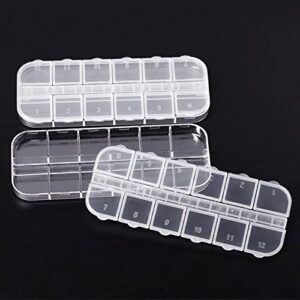 VINMEN 6PCS Nail Art Tool Jewelry Storage Box, 12 Compartments Plastic Rhinestone Organizer Container Case, Display Containers