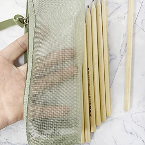 Mesh Pen Bag Pencil Case Makeup Tool Bag Storage Pouch Purse 5 Colors