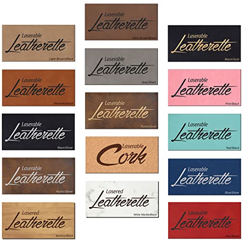 Laserable Leatherette with adhesive backing 12" X18", Laser Engraving Supplies (Rawhide/Black)