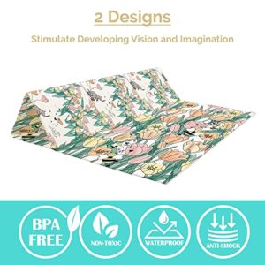 JumpOff Jo - Large Waterproof Foam Padded Play Mat for Infants, Babies, Toddlers, Play Pens & Tummy Time, Foldable Activity Mat, 70 in. x 59 in. - Tulip Fields