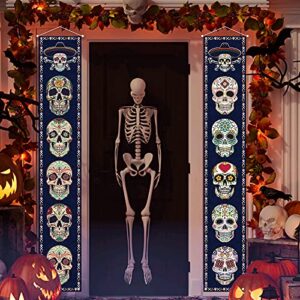 jiudungs day of the dead decoration outdoor dia de los muertos sugar skull porch sign banner halloween mexican theme party decor and supplies for home
