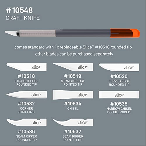 Slice 10548 Craft Knife, Finger-Friendly Edge, Safer Choice, Never Rusts, Lasts 11x Longer Than Steel, Precision Cutting (1 Pack)