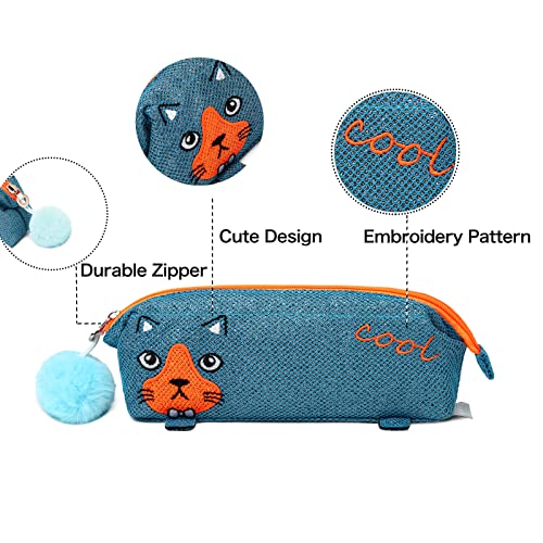 Cute Pencil Pouch Pencil Box Slim, Kid Girls Boys Gilter Teens Kindergarten Elementary Preschool Zipper Pencil Box for School