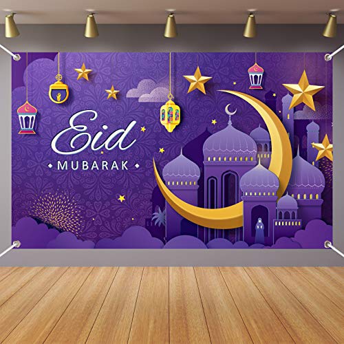 Eid Mubarak Decorations Eid Banner Ramadan Backdrop Background for Eid Al-fitr Party Decorations Supplies