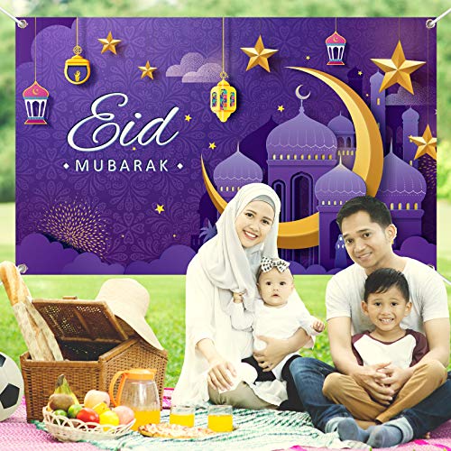 Eid Mubarak Decorations Eid Banner Ramadan Backdrop Background for Eid Al-fitr Party Decorations Supplies